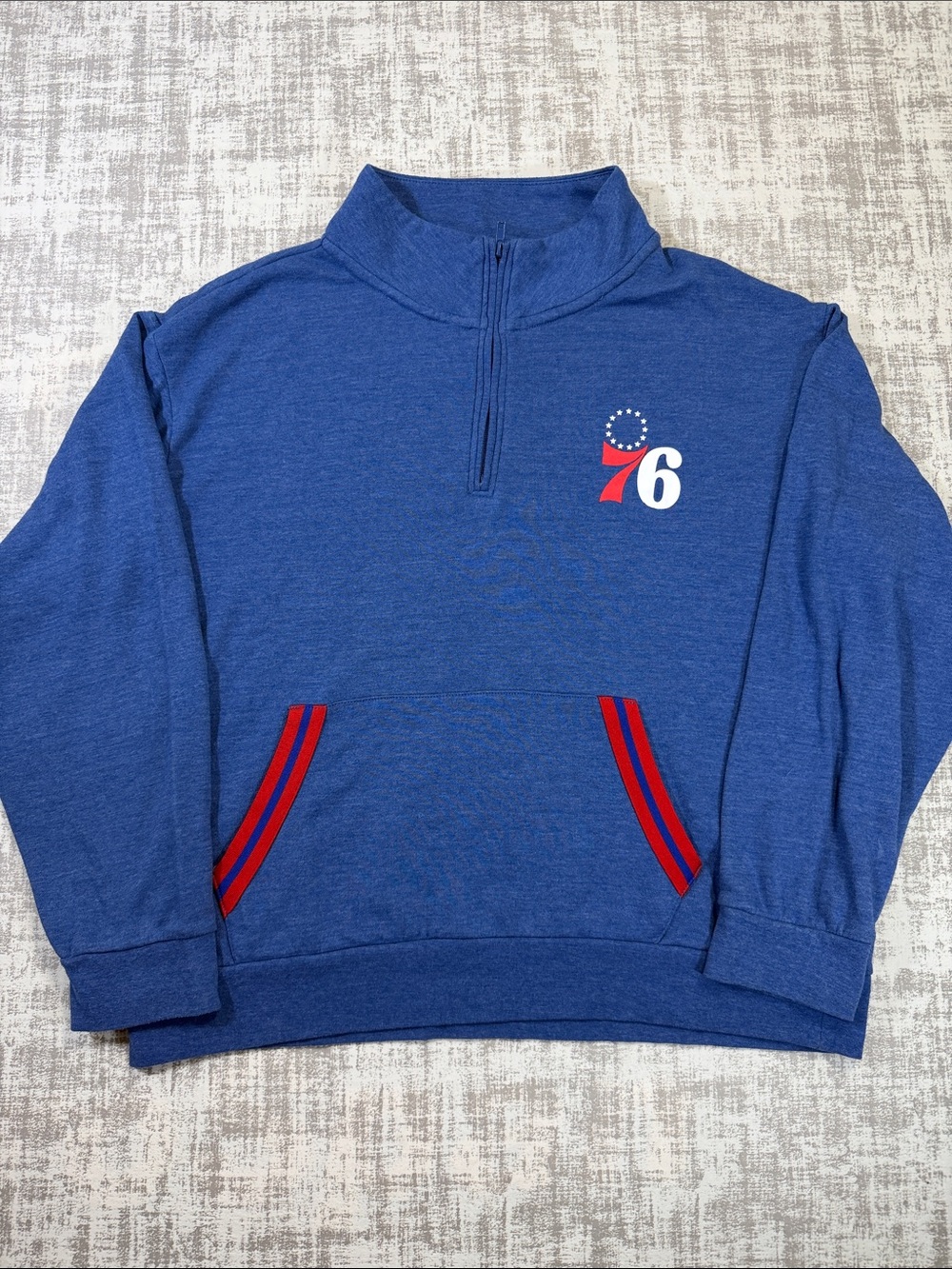 New Era 76’s PHILA Men's Royal Blue Quarter-Zip Sweater SIZE 2XL 25.5x25.5